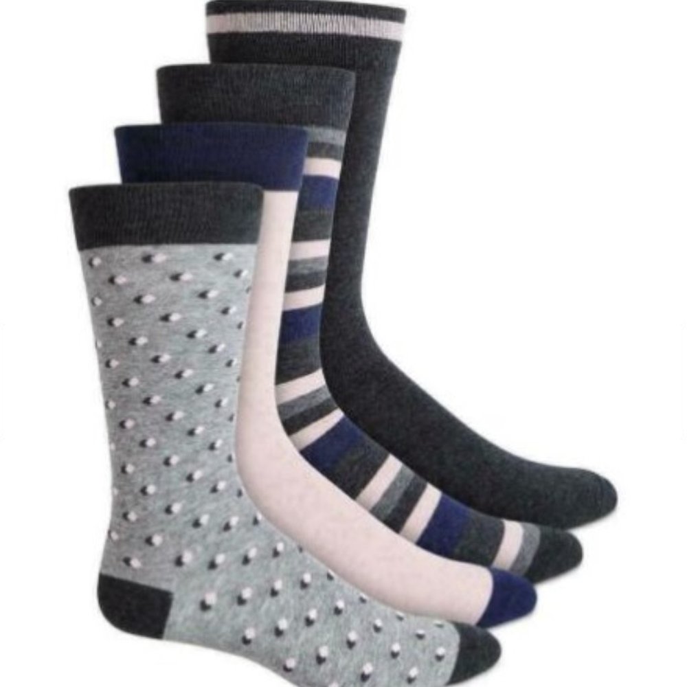 Men's Designer Dress Socks 4 Pack Novelty Bar III